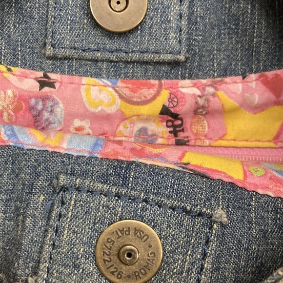 Vintage Retro Fiorucci Brass Stud Denim Hobo Pink Angel Lining & Interior Pocket - Picture 5 of 16